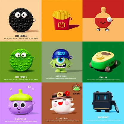 3D Cartoon For Apple AirPods Cover Silicone Wireless Bluetooth Headphone Soft Protective Case